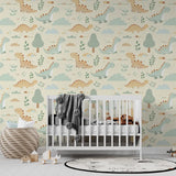 Cute Dinosaur Wallpaper – Kids Room Boys Room Peel-and-Stick Nursery Design