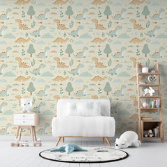 Cute Dinosaur Wallpaper – Kids Room Boys Room Peel-and-Stick Nursery Design