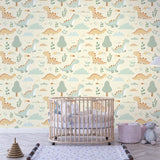 Cute Dinosaur Wallpaper – Kids Room Boys Room Peel-and-Stick Nursery Design
