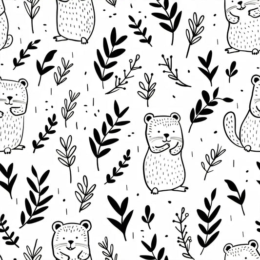 Cute Quokka Line Art Minimal Pattern