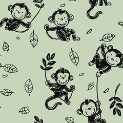 Playful Monkey Jungle Wallpaper – Kids Room Nursery Peel-and-Stick Design