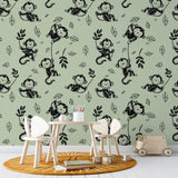 Playful Monkey Jungle Wallpaper – Kids Room Nursery Peel-and-Stick Design