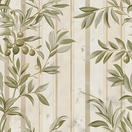 Neutral Olive Grove Stripe Wallpaper