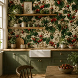 Vintage Strawberry Garden Wallpaper