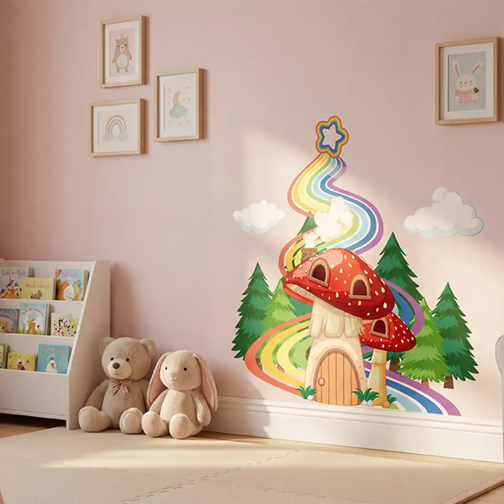 Adorable Cute Mushroom Rainbow Sticker for your home decor.