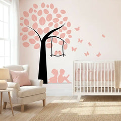 Tree Wall Decal with Birds – Nature Living Room Bedroom Removable Sticker