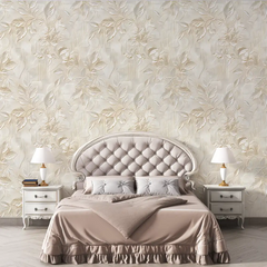 Beautiful luxury botanical relief wall mural sticker enhances living room decor.