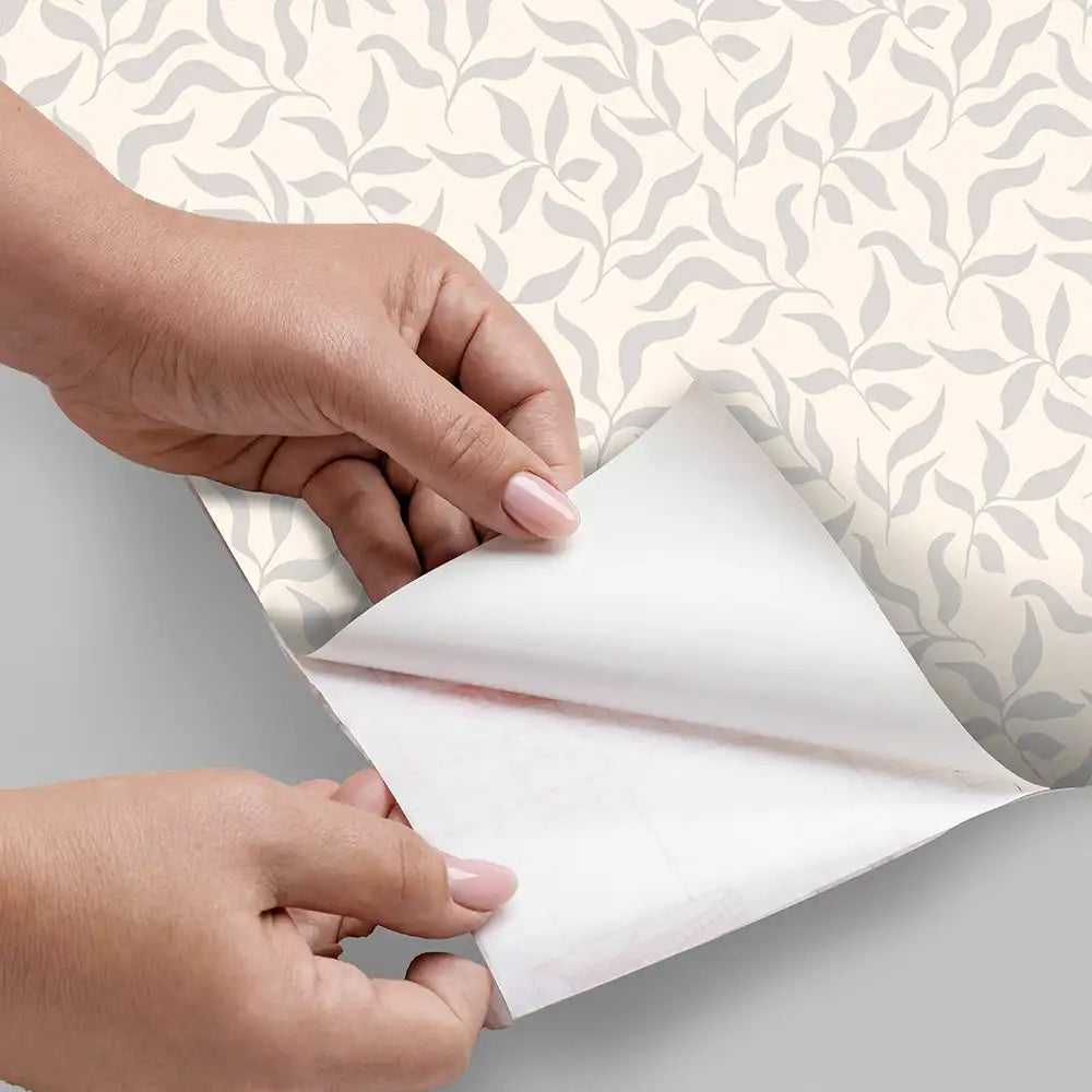 Beautiful soft harmony minimal leaf wallpaper enhances minimal interiors.