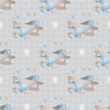 Beautiful vintage airplane soft pastel kids room wallpaper, decor sticker.