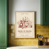 Beautiful vintage Italian kitchen food illustration art poster sticker enhances wall decor.