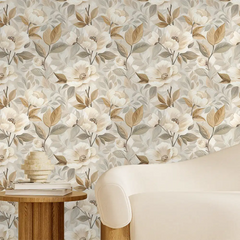 Beige and Gold Floral Wallpaper for kitchens to create warmth.