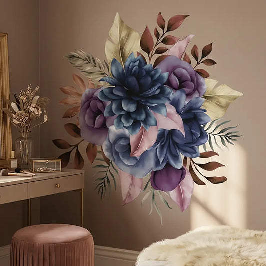Blue Purple Floral Wall Sticker