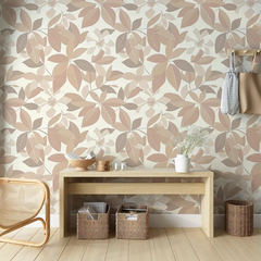 Changeable Blush Beige Floral Wallpaper for easy room transformation.