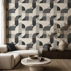 Organic Modern Geometric Wallpaper – Minimal Peel-and-Stick Bedroom Office Design
