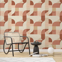 Organic Modern Geometric Wallpaper – Minimal Peel-and-Stick Bedroom Office Design