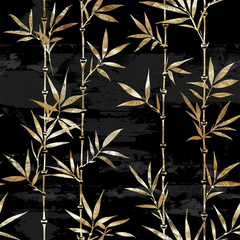 Comfortable black and gold bamboo wallpaper sticker for office wall adds calm sophistication.