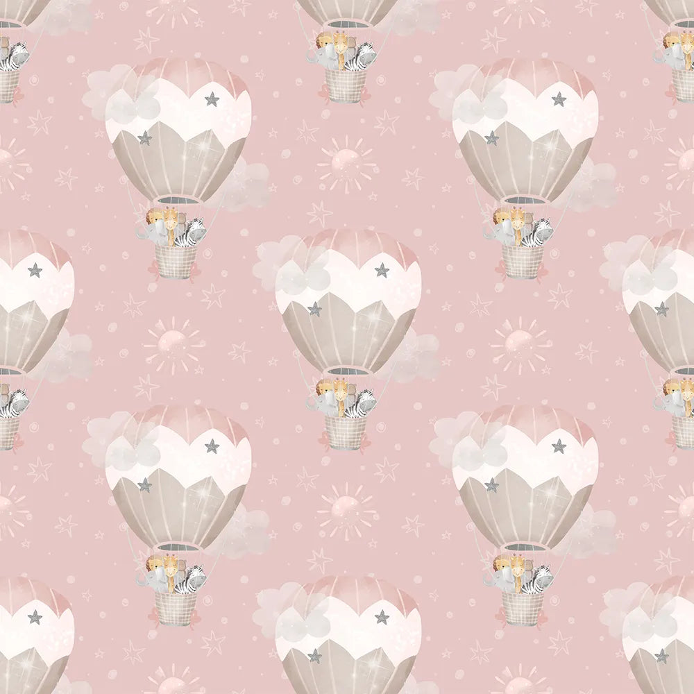 Comfortable dreamy hot air balloon kids room nursery wallpaper feels soft.