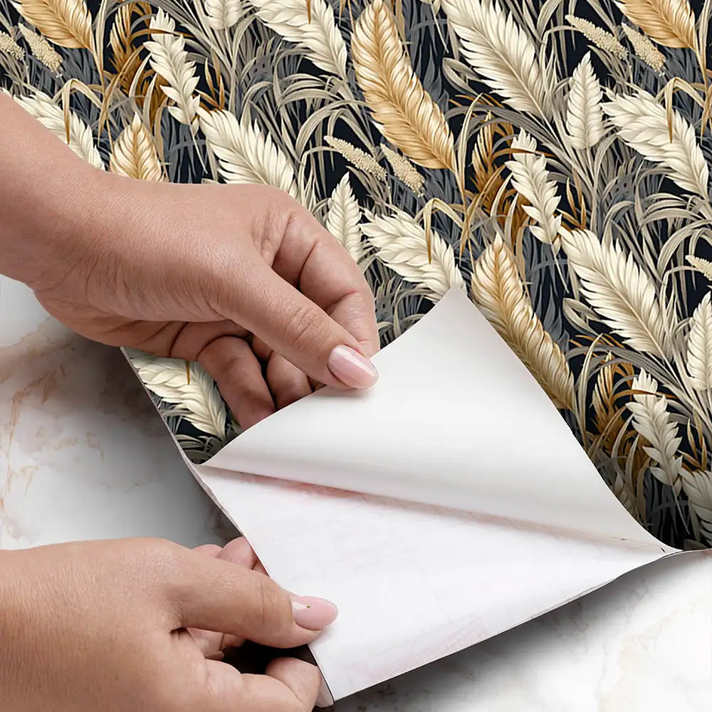Comfortable golden palm luxury tropical wallpaper balances bold and soft tones.