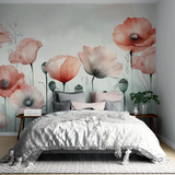 Comfortable minimal watercolor floral wall mural sticker for office wall decor adds calm.