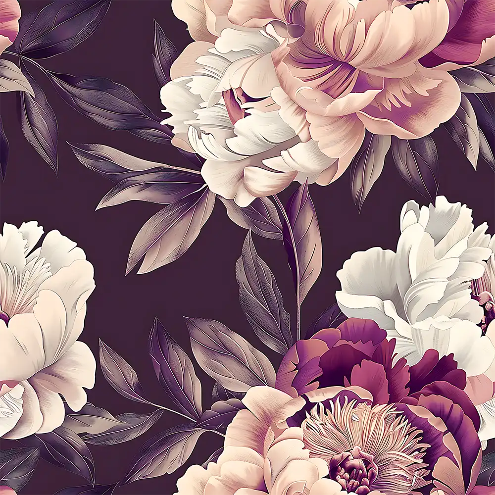 Comfortable plum purple floral wallpaper sticker for bedroom wall adds softness.
