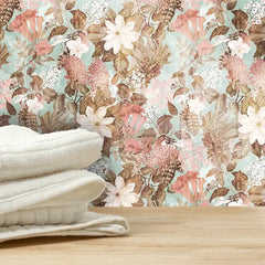 Comfortable whispering meadow vintage floral wallpaper softens room visuals.