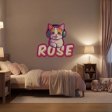 Personalized Kitty Wall Sticker – Custom Kids Bedroom Nursery Removable Decal