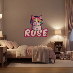 Personalized Kitty Wall Sticker – Custom Kids Bedroom Nursery Removable Decal