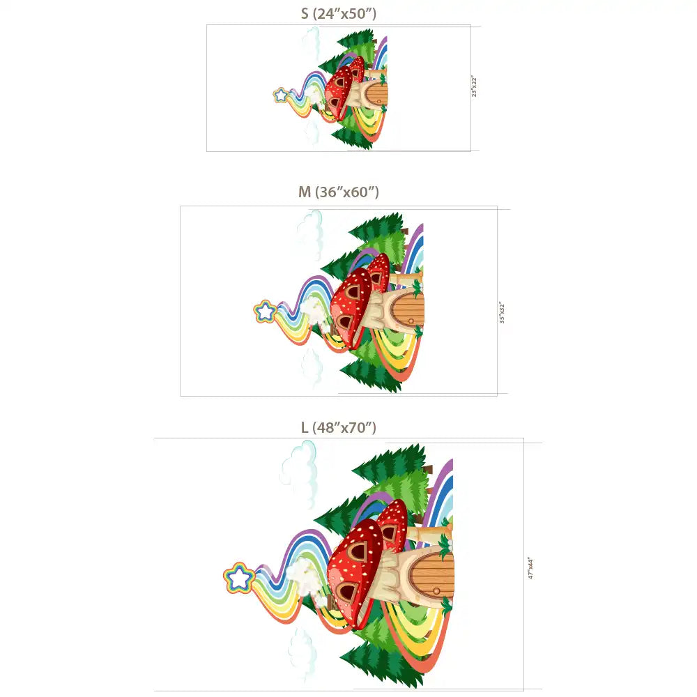 Cute Mushroom Rainbow Wall Sticker for your kids room decor.