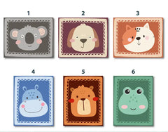 Cute Animal Faces Cartoon Nursery Posters – Kids Room Wall Art Set