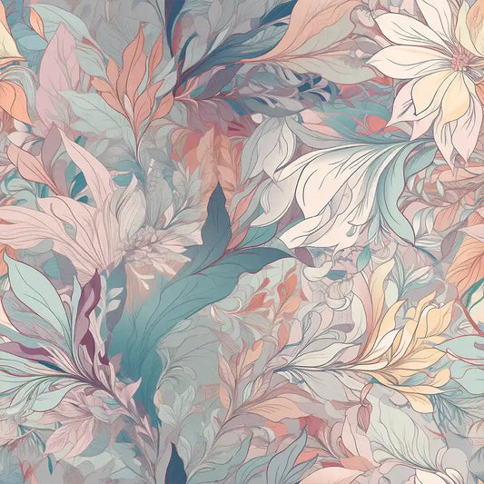 Durable botanical bloom soft pastel floral wallpaper ensures lasting elegance.