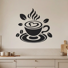 Durable Coffee Cup Vinyl Sticker perfect for living room walls.