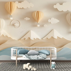 Durable hot air balloon nursery wallpaper sticker for wall decor lasts for years.