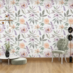 Durable pastel watercolor floral wallpaper sticker ensures long-lasting wall decor.