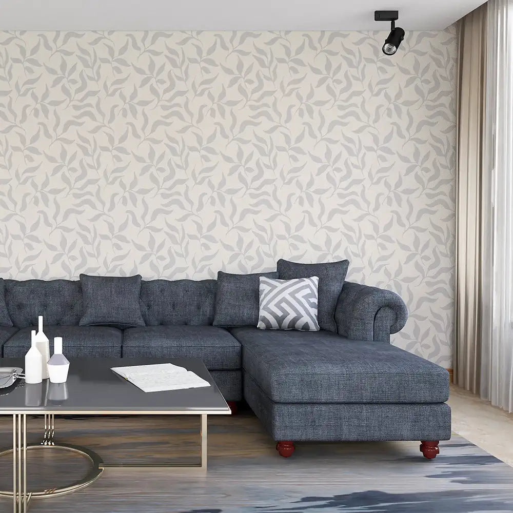 Durable soft harmony minimal leaf wallpaper suits contemporary living spaces.