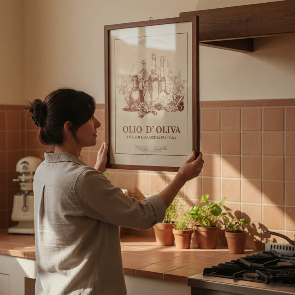 Durable vintage Italian kitchen food illustration art poster sticker ensures lasting beauty.