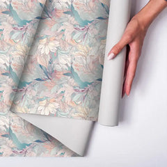 Elegant botanical bloom soft pastel floral wallpaper enhances feature walls.