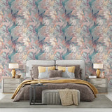 Elegant botanical bloom soft pastel floral wallpaper elevates interior aesthetics.
