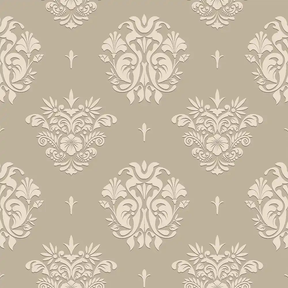 Elegant damask wallpaper in deep burgundy, luxurious classic bedroom statement wall