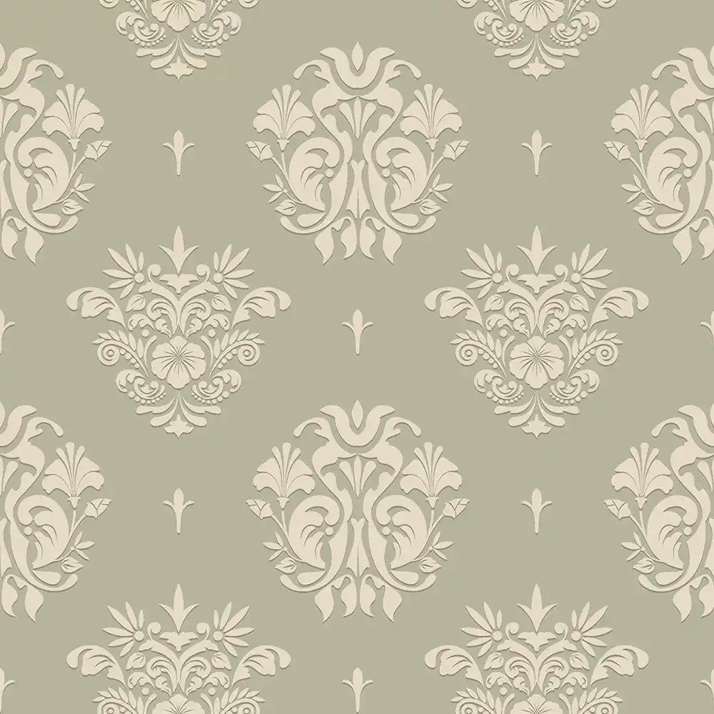Damask removable wallpaper installation edge detail, clean application and pattern alignment