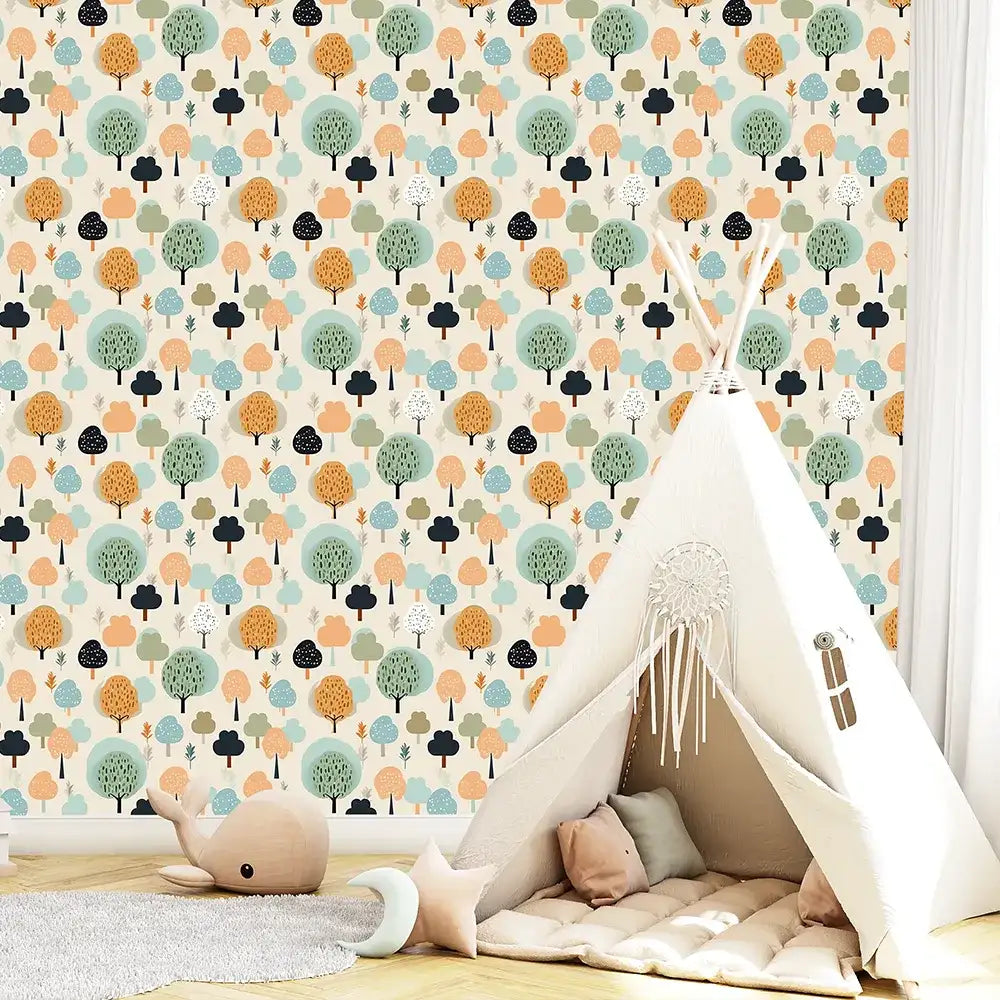 Elegant fairy forest pattern kids room nursery wallpaper, wall sticker.