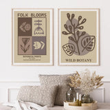 Elegant neutral folk botanical minimalist art poster sticker transforms feature walls.