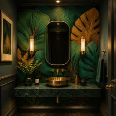 Emerald tropical removable mural sample showing lush botanical detail and color saturation