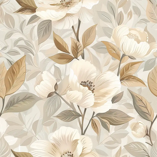 Feature wall Beige and Gold Floral Wallpaper perfect for any room.