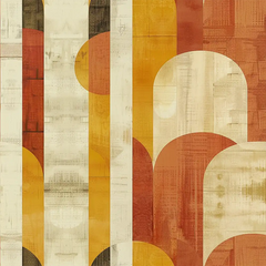 Create a feature wall with Retro Mustard and Terracotta Wall Mural.