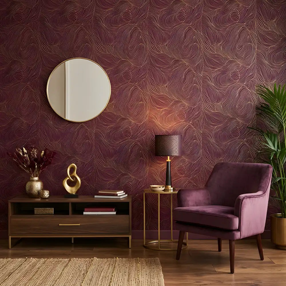 Flowing lines removable wallpaper sample showing smooth texture and clean line art