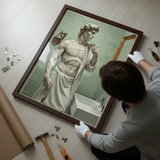Enhance your bathroom with funny David statue bathroom aesthetic art poster sticker.