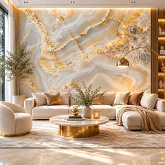 Ivory agate marble wallpaper close-up showing organic stone veining and mineral pattern
