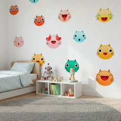 Cute Cat Faces Wall Sticker – Kids Room Nursery Removable Decal Set