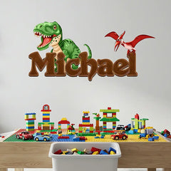 Custom Name Dinosaur Wall Sticker – Personalized Boys Room Kids Dino Decal