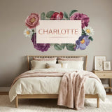 Custom Floral Name Sign Wall Sticker – Girls Room Nursery Personalized Decal